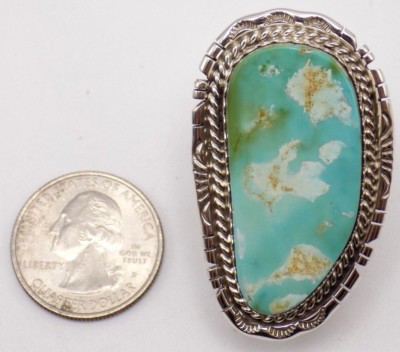 Navajo Handmade Royston Turquoise Ring Set In Sterling