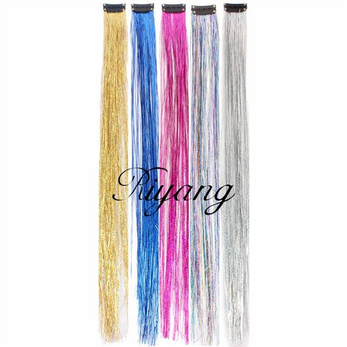 5PCS/LOT Hair Tinsel 5 Colors Long Straight Clip on Hair Extension One Piece 18" - Picture 16 of 22