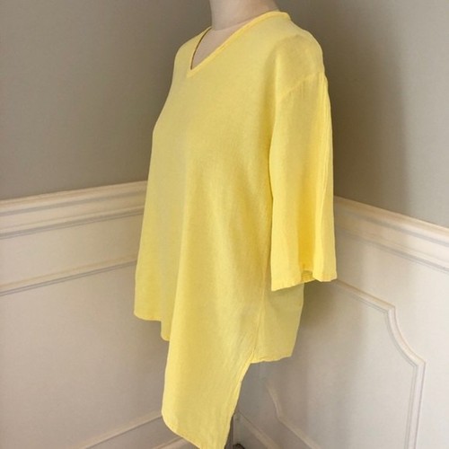 Blusa Oh My Gauze Mujer Pequeña Mediana Amarillo Algodón Dobladillo Asimétrico Lagenlook - Imagen 5 de 9