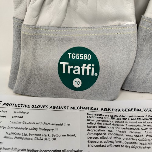 Guantes resistentes a cortes de cuero blanco Traffi TG5580 talla 10 EN 388 - Imagen 2 de 12