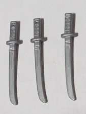 PLAYMOBIL X3 SWORDS SABERS GREY CATANAS NINJA PIRATE SAMURAI ASIAN JAPAN