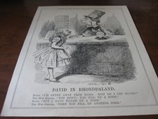 1917 Original POLITICAL CARTOON - WWI WAR Alice in Wonderland MAD HATTER SUGAR