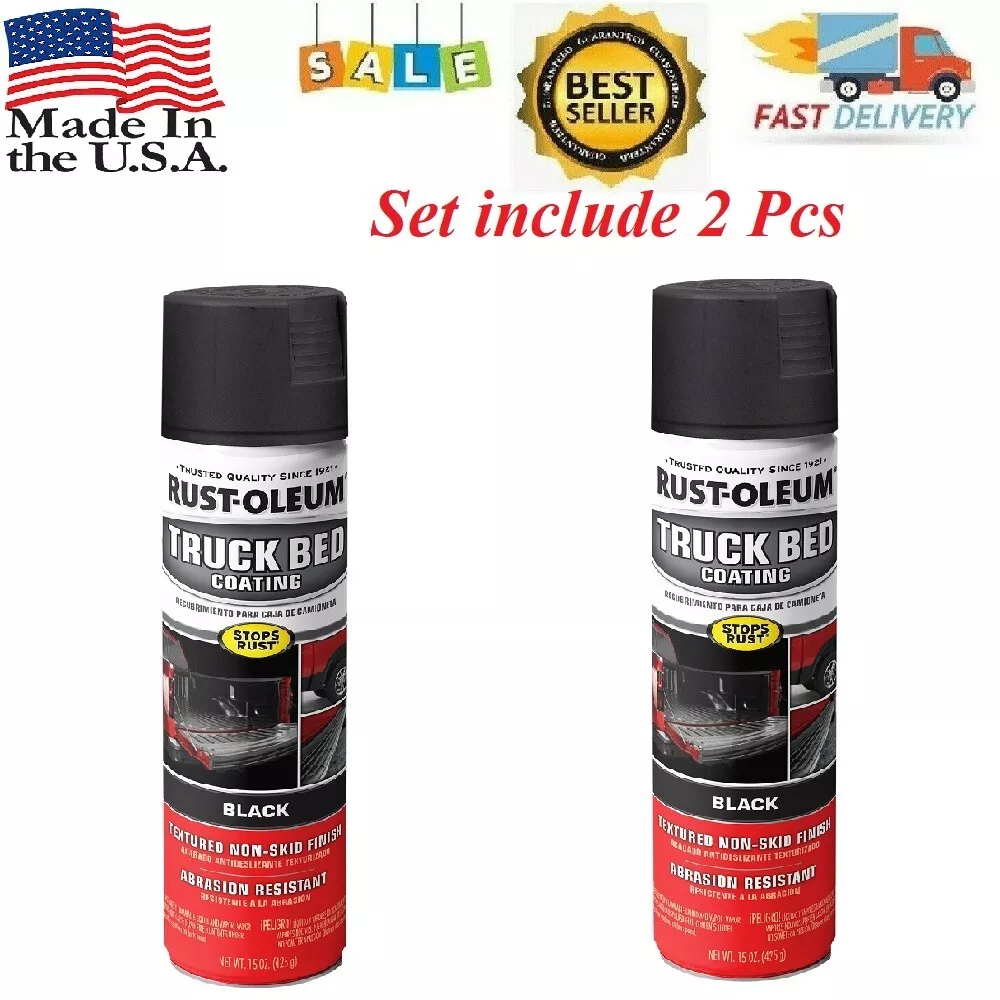 2PC Black Truck Bed Liner Trailer Coating Spray Protection Automotive Paint  15oz