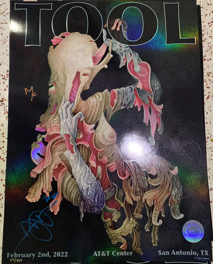 TOOL SIGNED POSTER San Antonio AT&T Center 2-2-22 Alex Kuno RARE #157/800 *MINT*. Available Now for 1499.95