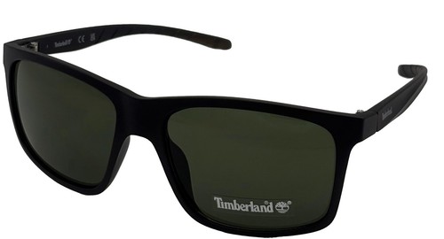 Timberland Matte Black Mens Plastic Rectangle Wrap Sunglass Green Lens TB7255 2N - Bild 1 von 12