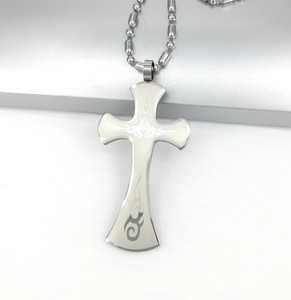 Silber Dog Tag Kreuz Edelstahl Anhänger Kette 24/" 61cm Herren Kollier Silber