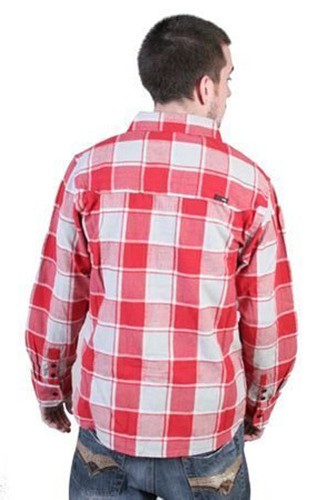 Camicia uomo Tavik rossa grigia a scacchi flanella boscaiolo con bottoni nuova con etichetta - Foto 3 di 3