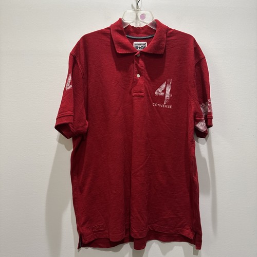 Converse One Star Men's Red & White Number Four Size XXL Polo 2XL cotton - Picture 3 of 18