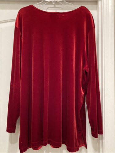 Vintage Copa Cabana Red Velor/Faux Velvet Top Rhinestones SZ 2X Gold-Tone Design - Picture 4 of 12