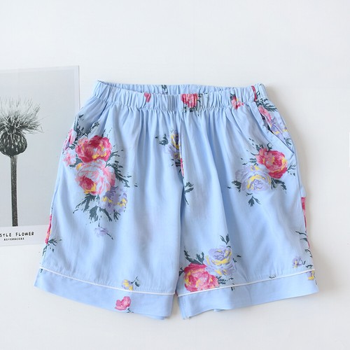 Sleep Bottoms Lady Cotton Blend Floral Elastic Waist Random Color Pajamas Shorts - Picture 2 of 11