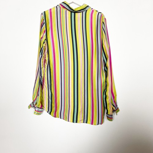 Kasper & Co Womens Blouse Shirt Size L Large Silk Button up Striped Vintage RARE - Picture 2 of 4