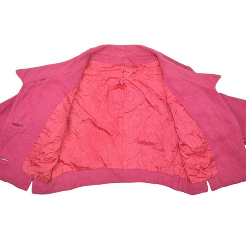 Vintage Wool Jacket Womens XS Pink 70s Big Button Lined Business Casual Barbie - Picture 6 of 7