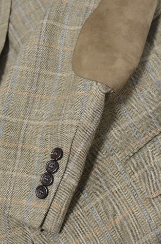 BLAZER Linen Wool Silk 42R Herringbone plaid Beige BURBERRY LONDON - Picture 8 of 11