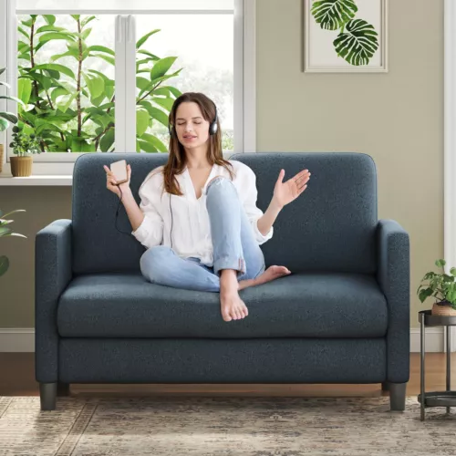 128CM Teddy Velvet Sofa 2-Sitzer Modern Couch Lounge Sessel Loveseat Wohnzimmer - Bild 4 von 33