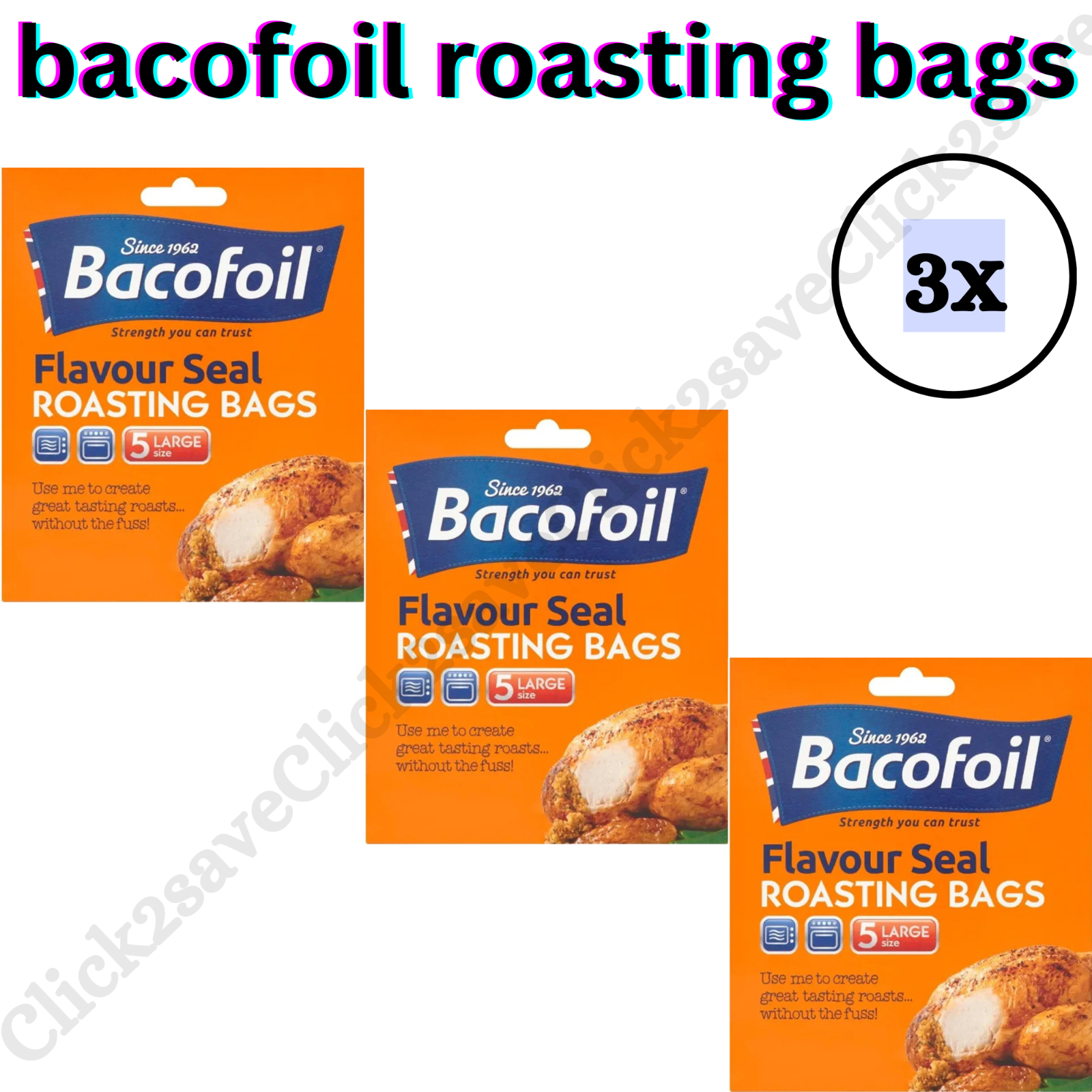 Baco Flavour Seal Oven Roasting Bags Pack Of 5 Large Bags For All Meat