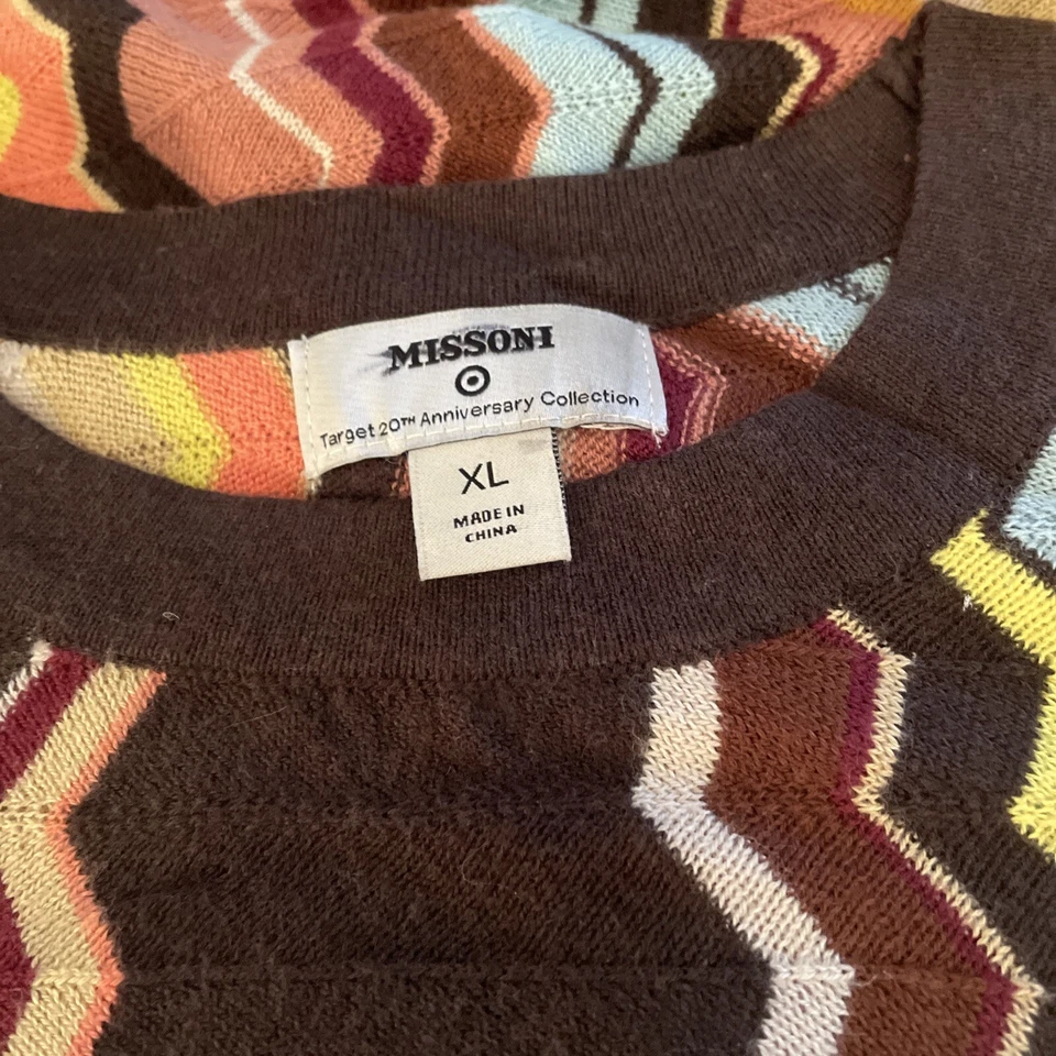 Vestido Suéter Missoni Niñas Multicolor Zig Zag Chevron Rayas Nuevo sin Etiquetas Marrón XL Foto 4 de 4