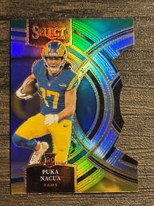 🔥2023 Select Puka Nacua Rookie Premier Level Green & Yellow Prizm Die-cut🔥Rams