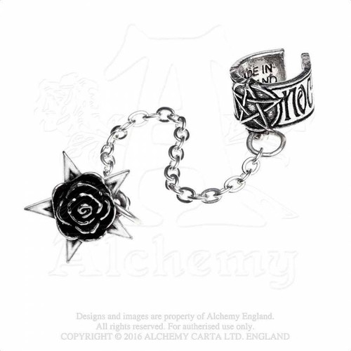 Alchemy Gothic Rosa Nocta Cuff Stud Chain Earring • Local Stock • Gothic - Picture 3 of 4