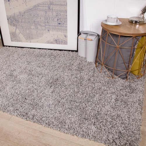 Soft Charcoal Grey Trellis Shaggy Floor Rug Thick Non Shed Living Room Rug Mat - Picture 27 of 44
