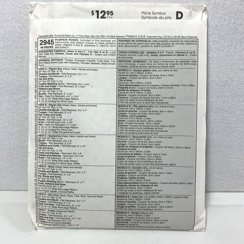 McCall's Crafts Pumpkin Pokes Muster 2945 ungeschnitten Herbst Autumn Deko Vintage 2000 - Bild 3 von 5