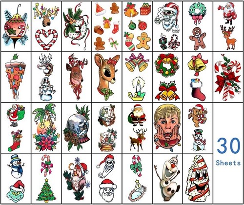 🎄 40x Blatt Weihnachten Temporäre Tattoos | Für Kinder, Erwachsene, Partys | 🎄 - Bild 3 von 5