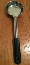 6 oz Solid Serving Utensil Spoon Ladle Black Nylon Handle Stainless Steel Used