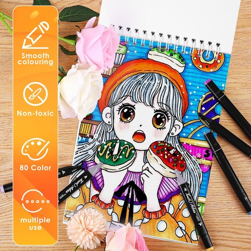 Zeichnen Marker Set Permanent Pen Für DIY Graffiti Sketch , Dual Pen 80 Farbe - Bild 11 von 17