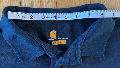 Carhartt Original Fit Short Sleeve Polo Shirt Size L Workwear Pocket Navy K570 - Picture 6 of 9