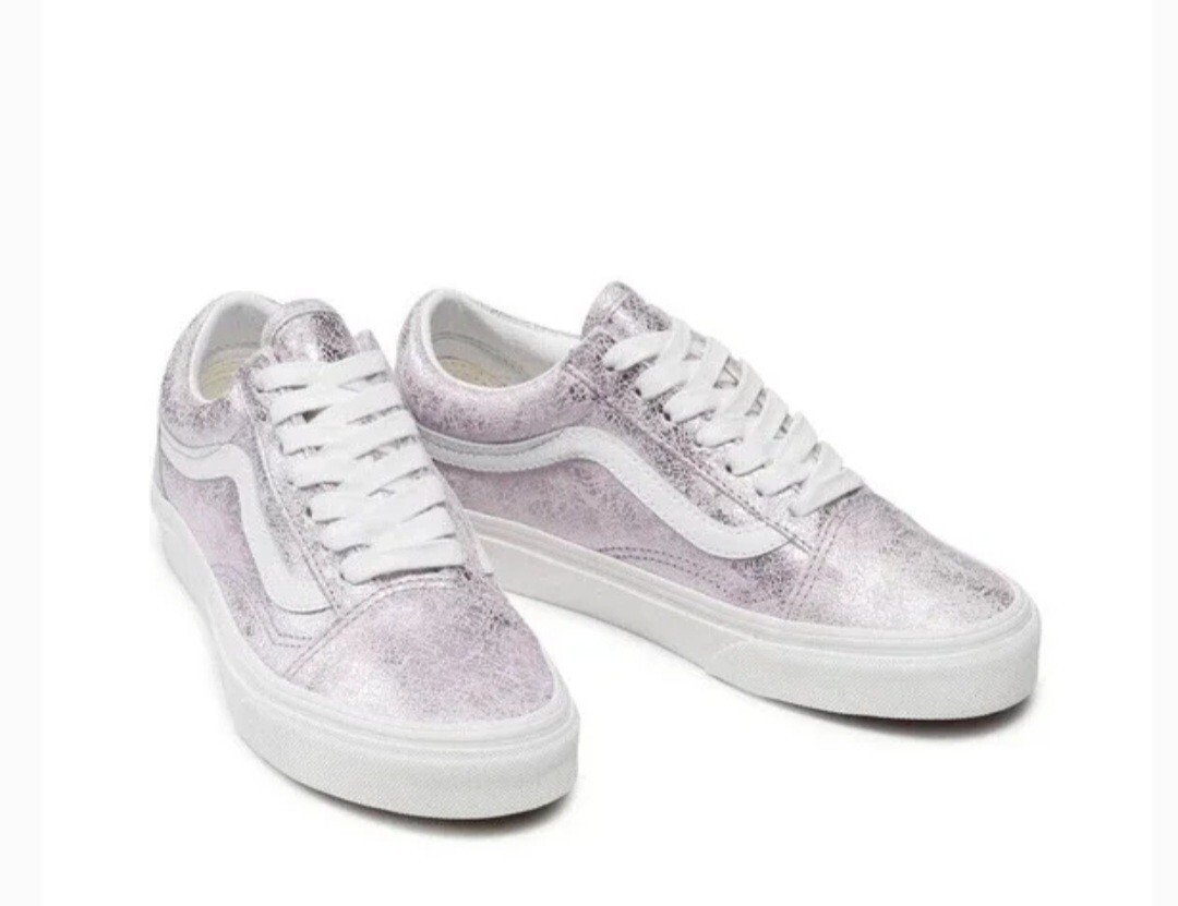 VANS Old Skool Cracked Metallic Rose Gold Sneakers Size 8M 9.5WM-image