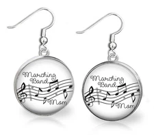 School Marching Band Mom Dangle Earrings French Wire Handmade Photo Jewelry Gift