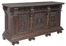 Antique Sideboard, Italian Renaissance Revival,  Carved,  Walnut, Early 1900s!