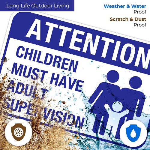 Children Must Have Adult Supervision Sign, Pool Sign, - Picture 22 of 79