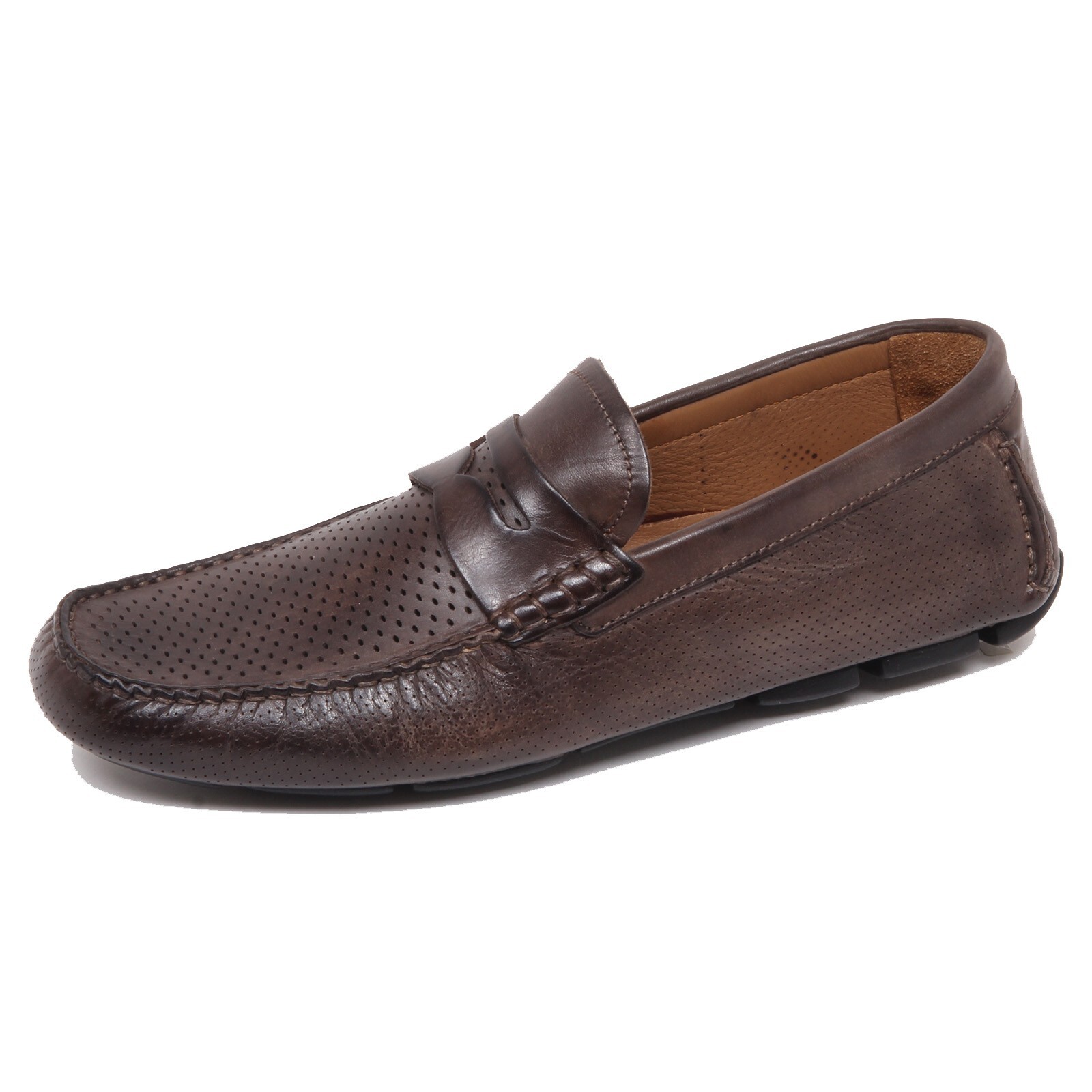 F4924 мужские мокасины с перфорацией mocassino uomo brown delave ALTIERI MILANO forata