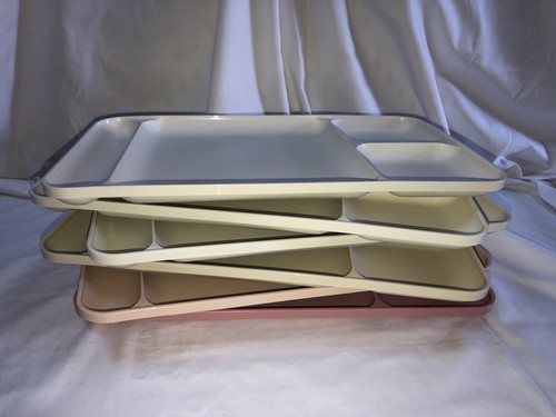6 Vintage Tupperware Stackable Divided Lunch Dinner Picnic Camping Trays New - Picture 3 of 7