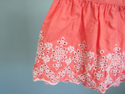 Size: 12-18 mo. DRESSED UP by GYMBOREE Coral Pink Dress Eyelet Detail Baby Girl - Picture 5 of 12