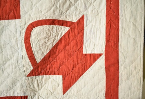 GORGEOUS Vintage 1870's Red & White Baskets Antique Quilt ~CLASSIC DESIGN! - Picture 4 of 7