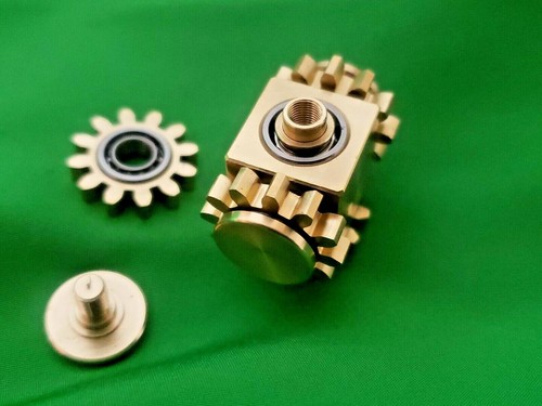 Solid Brass Fidget Spinner Cube Toy Gears Linkage Adults ADHD Focus Stress EDC - Picture 12 of 12