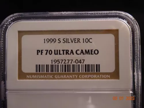 1999-S Silver Roosevelt Dime, NGC PF70 Ultra Cameo - Brown Label
