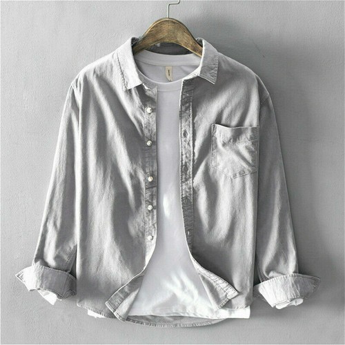 Men Regular Fit Solid Shirt Cotton Causal Business Formal Dress Top Buttons SPW - Bild 22 von 24