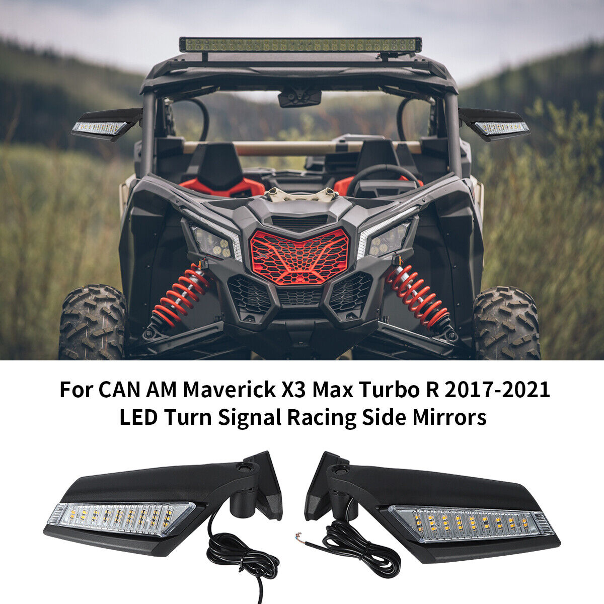 2x UTV Rear View Racing Side Mirror For Can Am Maverick X3 Max Turbo R 2017 2021