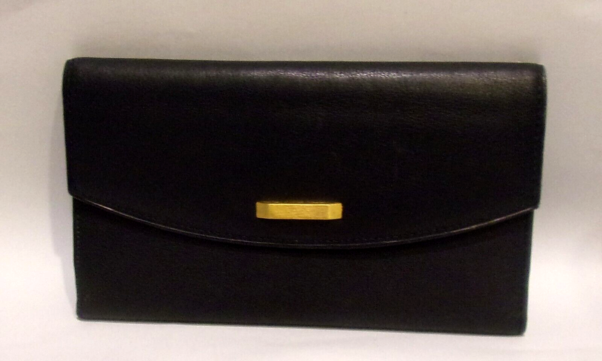 Black Glove Soft Genuine Leather Ext Zipper Compartment Slim Tri