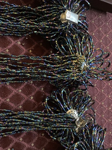 8 Vintage Flower Beaded Tassel Ornaments 12” L Iridescent Imperfect Horchow - Picture 23 of 24