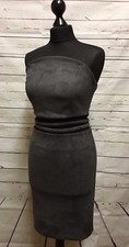 DURSI GREY OPEN WAIST STRAPLESS BODYCON DRESS SIZE M UK 8  