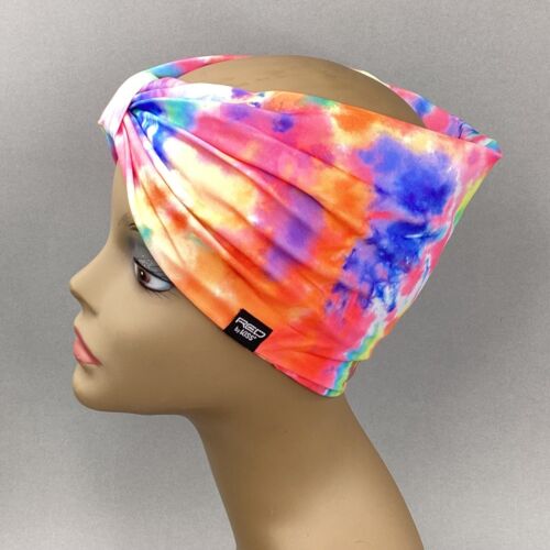 7 “ Wide Dry-Fit Headwrap Tie Die Silky Headband Red By Kiss - Picture 3 of 6