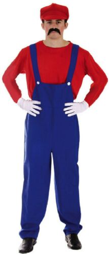 Mario 80s 90s Fancy Dress Plumber Workman Outfit TV Video Game Costume - Picture 1 of 1