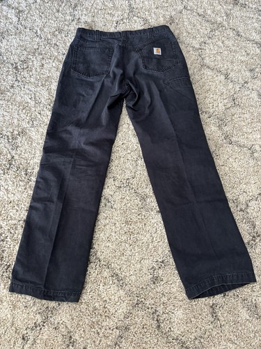 Carhartt Denim Men’s Relaxed Fit Black Work Jeans Size 34 x 34 - Picture 2 of 11