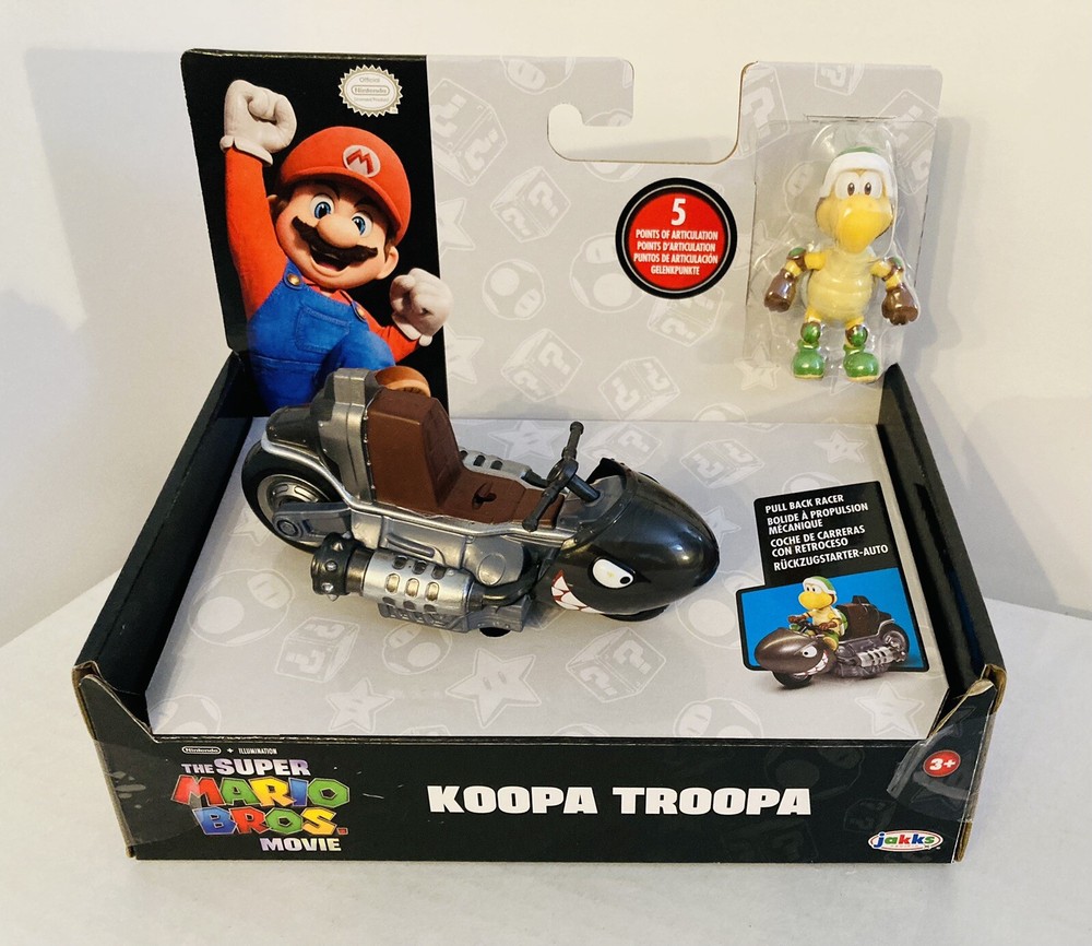 NEW Super Mario Bros Movie KOOPA TROOPA Figure & Pull Back Racer Kart Toy Set