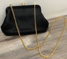 Pochette pochette nera piccola con cinturino catena ottone formale elegante festa semplice