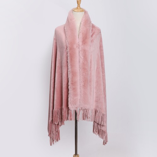 Abrigo Capa Cálido Para Mujer Cuello Piel Sintética Prendas para el torso Chal Borla Poncho Capa Chaqueta - Imagen 18 de 35