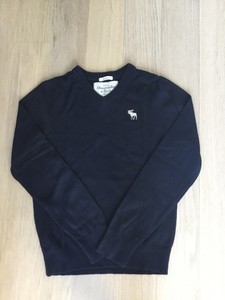Abercrombie \u0026 Fitch Masculina Suéter Gola V Algodão Azul Marinho Médio | eBay